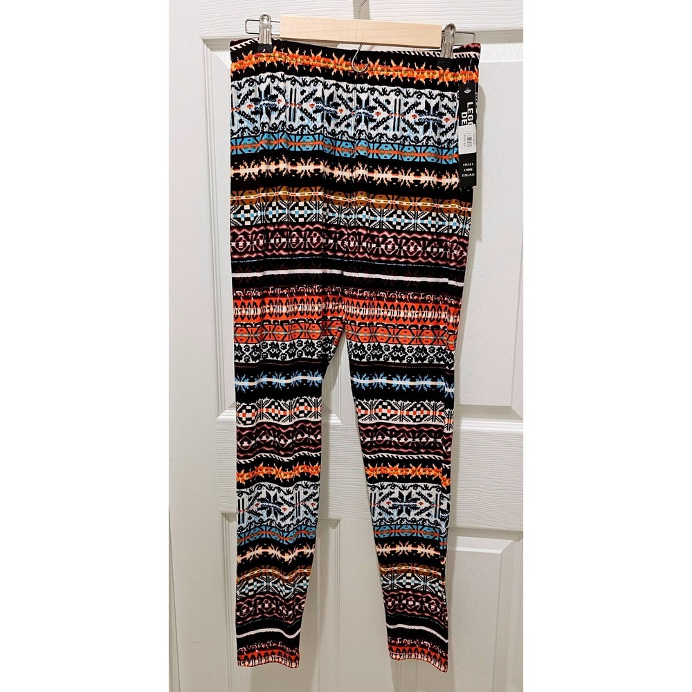 Leggings Depot Fall Aztec Print Leggings Multi Color Geometric Women's Medium